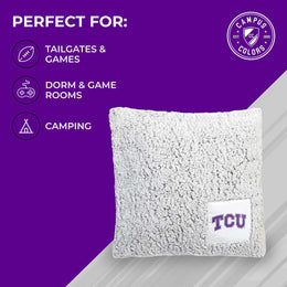 TCU Horned Frogs Two Tone Sherpa Throw Pillow - Team Color