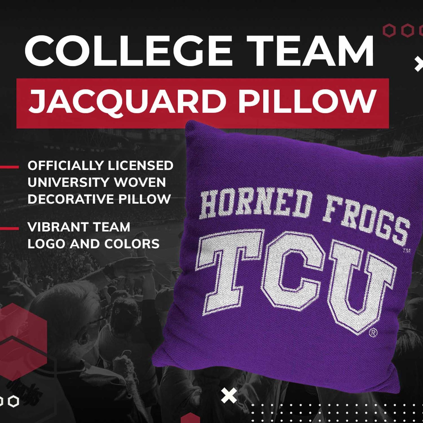 TCU Horned Frogs NCAA Decorative Pillow - Purple