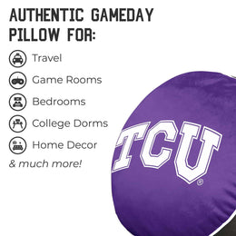 TCU Horned Frogs Team Logo 15 Inch Ultra Soft Stretch Plush Pillow - Purple