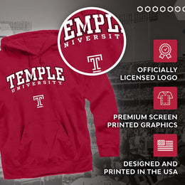 Temple Owls Adult Arch & Logo Soft Style Gameday Hooded Sweatshirt - Maroon