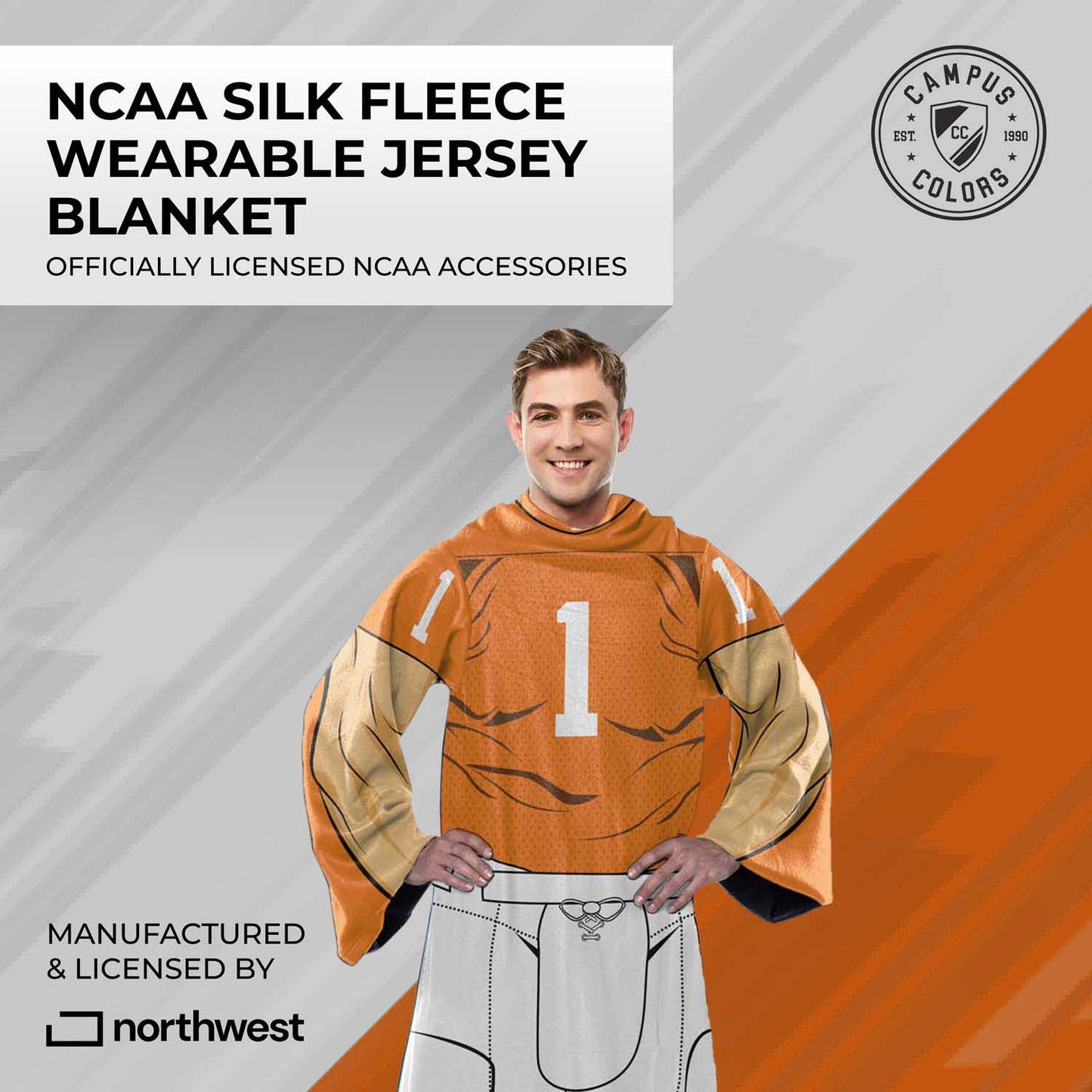 Tennessee Volunteers NCAA Team Wearable Blanket with Sleeves - Orange