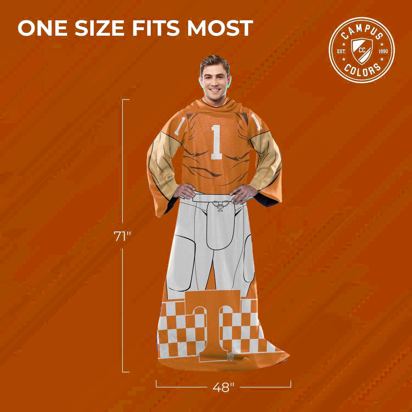 Tennessee Volunteers NCAA Team Wearable Blanket with Sleeves - Orange