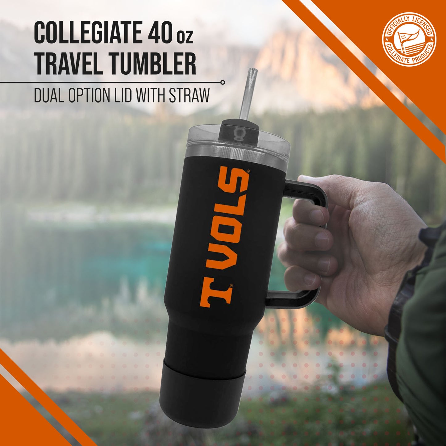 Tennessee Volunteers College & University 40 oz Travel Tumbler With Handle - Black