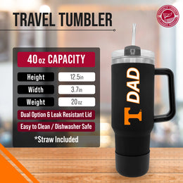 Tennessee Volunteers Collegiate 40oz Stainless Steel Travel Tumbler with Handle for Dad - Black