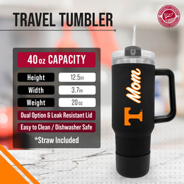 Tennessee Volunteers Collegiate 40oz Stainless Steel Travel Tumbler with Handle for Mom - Black