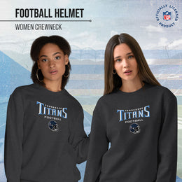 Tennessee Titans Women's NFL Football Helmet Charcoal Slouchy Crewneck -Tagless Lightweight Pullover - Charcoal
