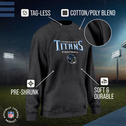 Tennessee Titans Women's NFL Football Helmet Charcoal Slouchy Crewneck -Tagless Lightweight Pullover - Charcoal