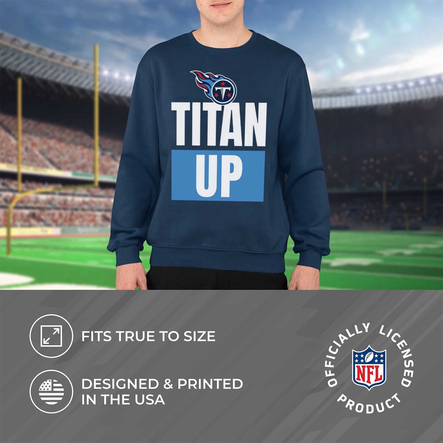 Tennessee Titans NFL Adult Slogan Crewneck Sweatshirt - Navy