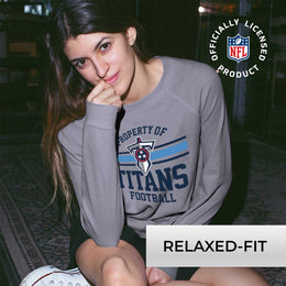 Tennessee Titans NFL Womens Property of Lighweight Crew Neck - Sport Gray