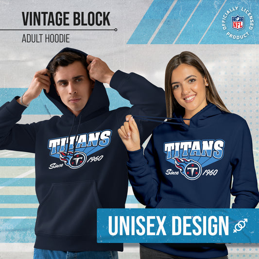 Tennessee Titans NFL Adult Unisex Vintage Block Ultra Soft Fleece Hooded Sweatshirt - Navy