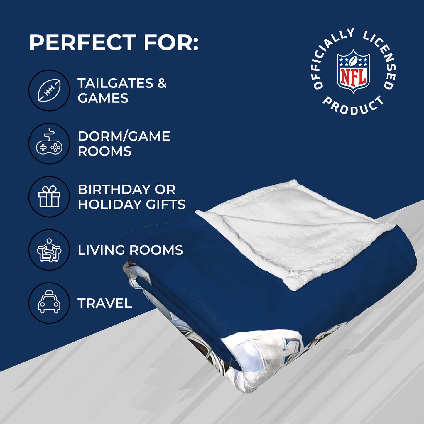 Tennessee Titans Northwest NFL Hi-Def Julio Jones Silk Blanket - Navy