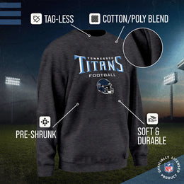 Tennessee Titans Adult NFL Football Helmet Heather Crewneck Sweatshirt - Charcoal