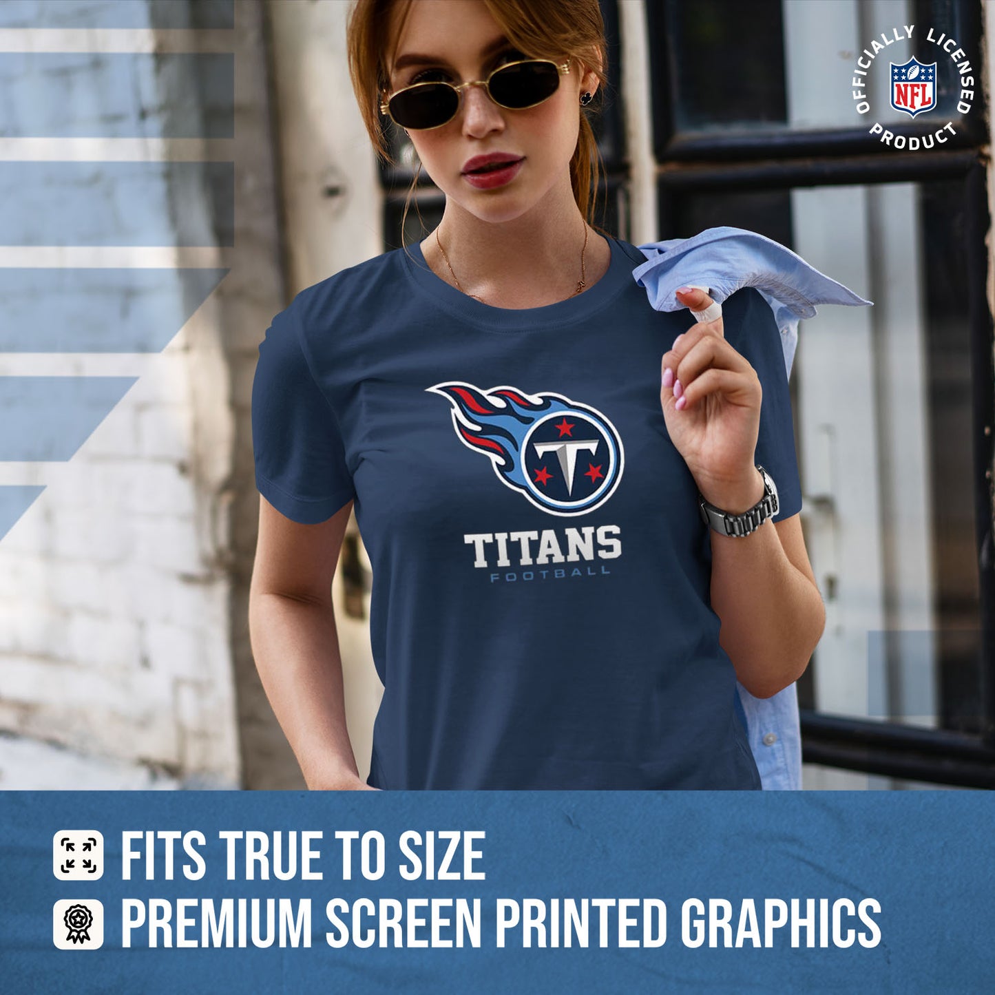 Tennessee Titans Women's NFL Ultimate Fan Logo Short Sleeve T-Shirt - Navy