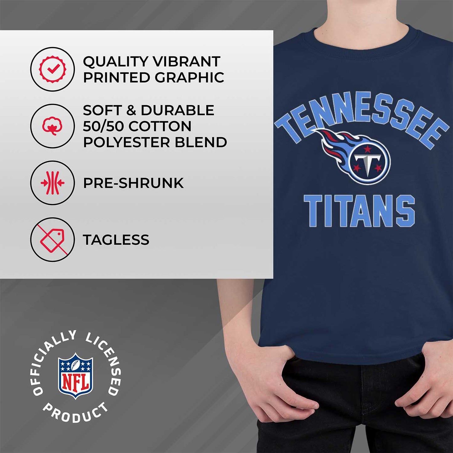 Tennessee Titans NFL Youth Gameday Football T-Shirt - Navy