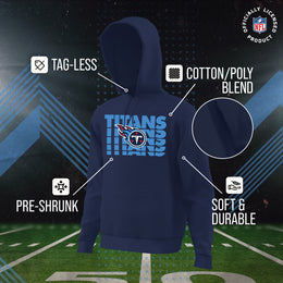 Tennessee Titans NFL Youth Repeating Logo Football Fleece Hooded Sweatshirt - Navy