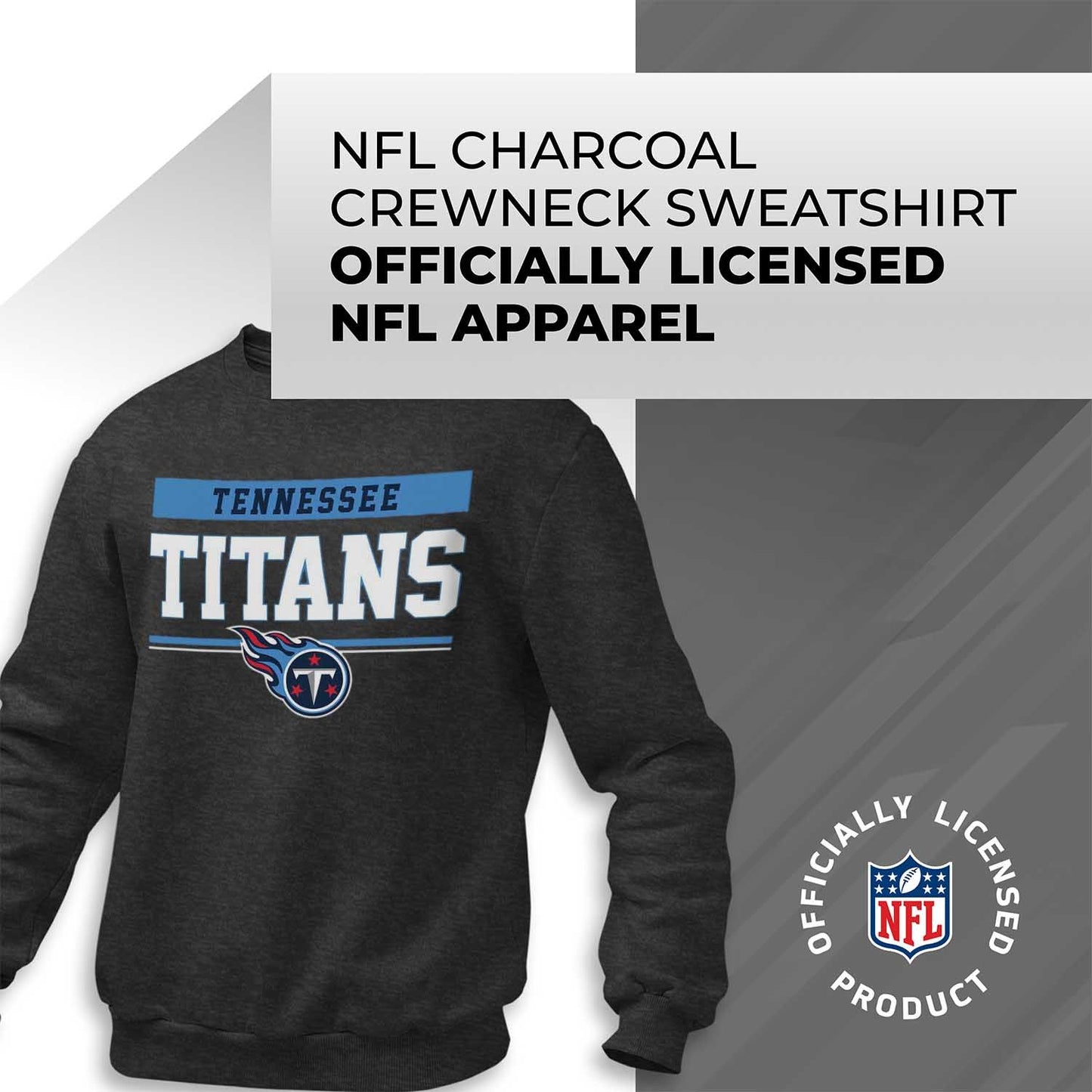 Tennessee Titans NFL Adult Long Sleeve Team Block Charcoal Crewneck Sweatshirt - Charcoal