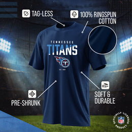 Tennessee Titans Adult NFL Diagonal Fade Color Block T-Shirt - Navy