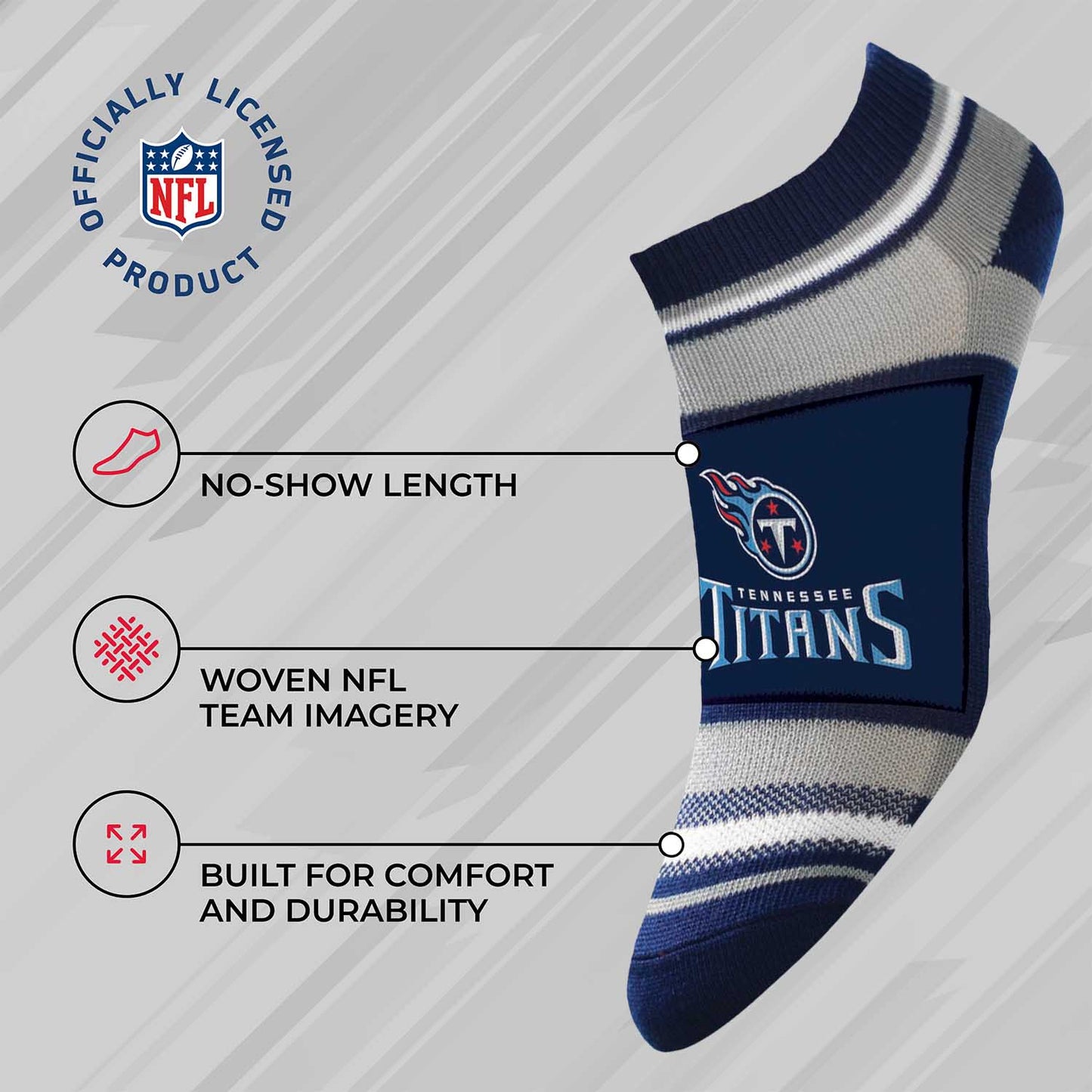 Tennessee Titans NFL Adult Marquis Addition No Show Socks - Navy