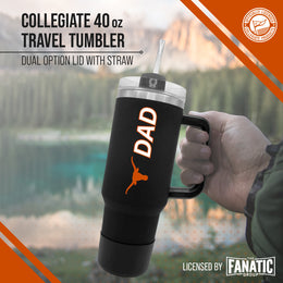 Texas Longhorns Collegiate 40oz Stainless Steel Travel Tumbler with Handle for Dad - Black
