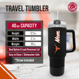 Texas Longhorns Collegiate 40oz Stainless Steel Travel Tumbler with Handle for Mom - Black