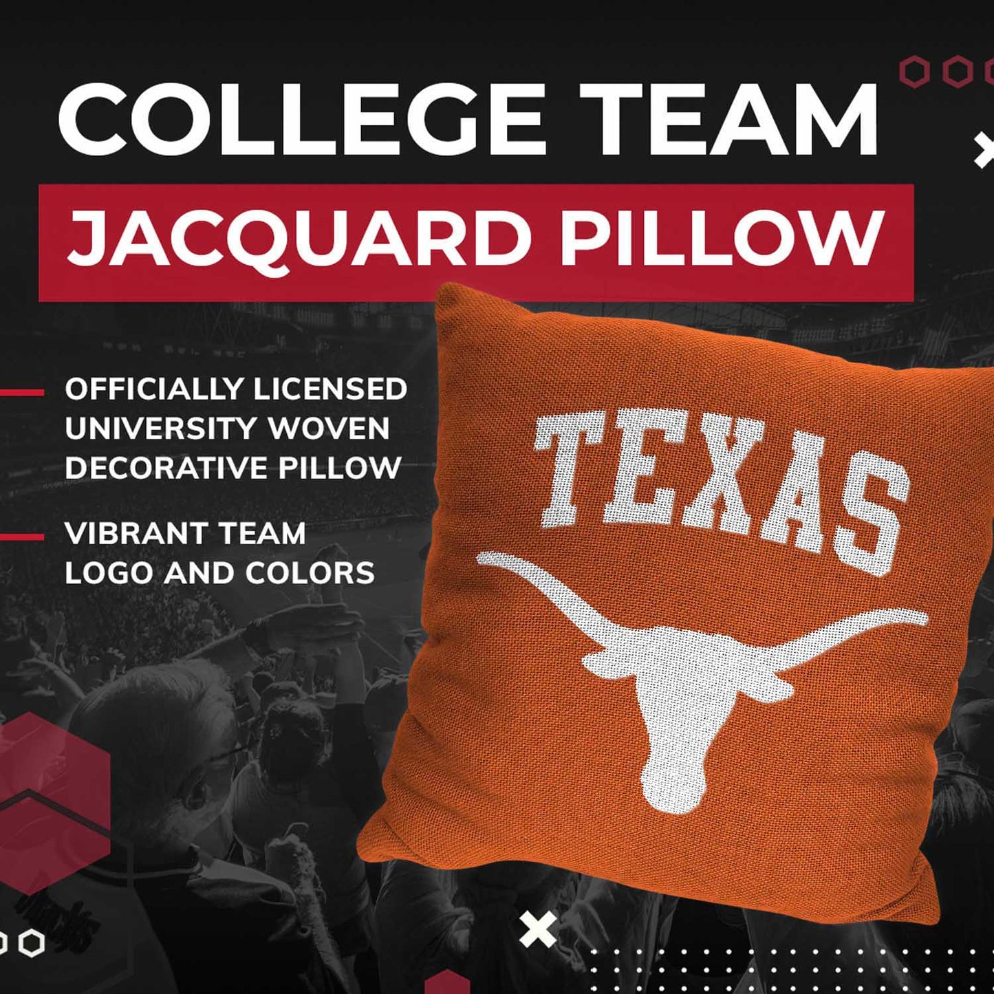 Texas Longhorns NCAA Decorative Pillow - Texas Orange