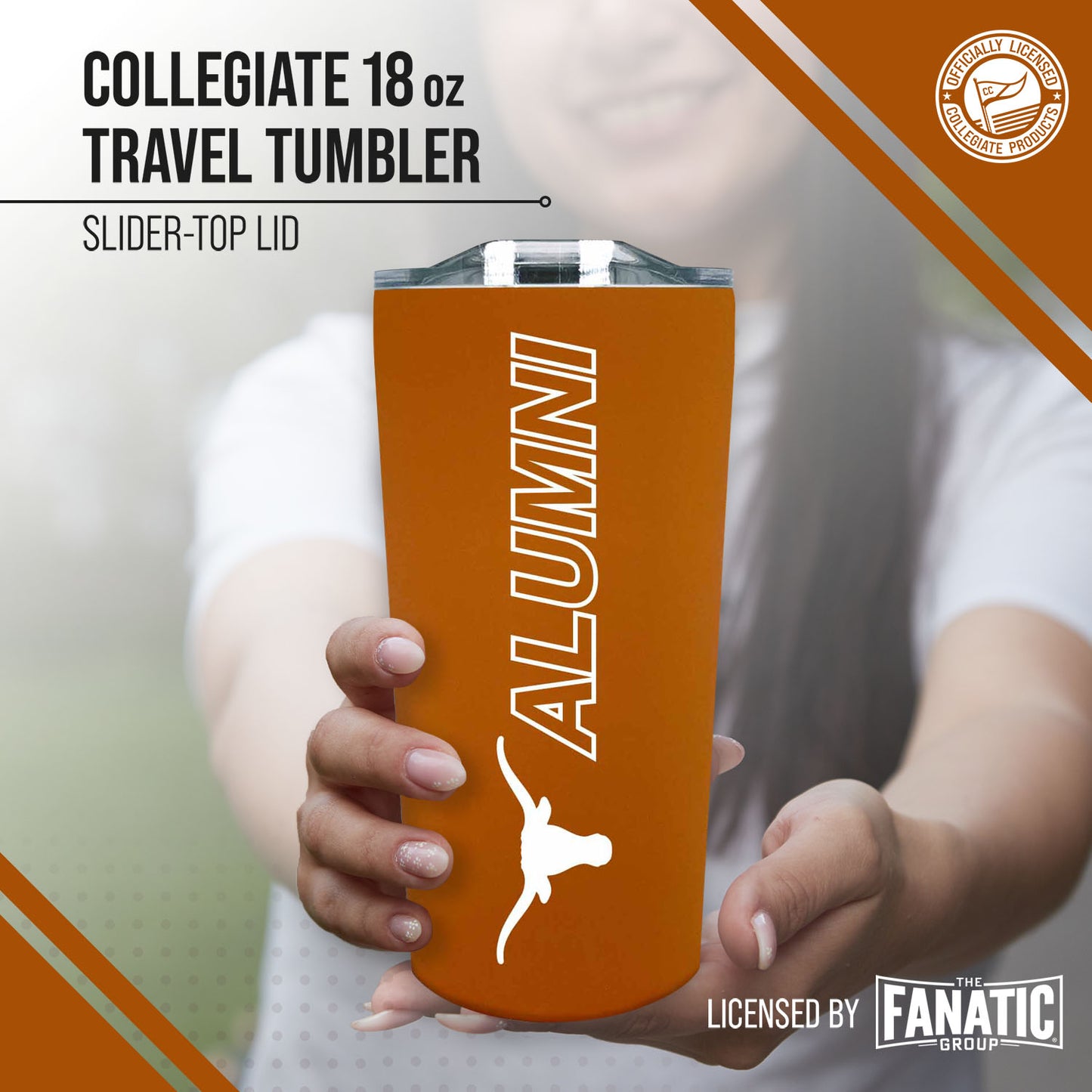Texas Longhorns NCAA Stainless Steel Travel Tumbler for Alumni - Texas Orange