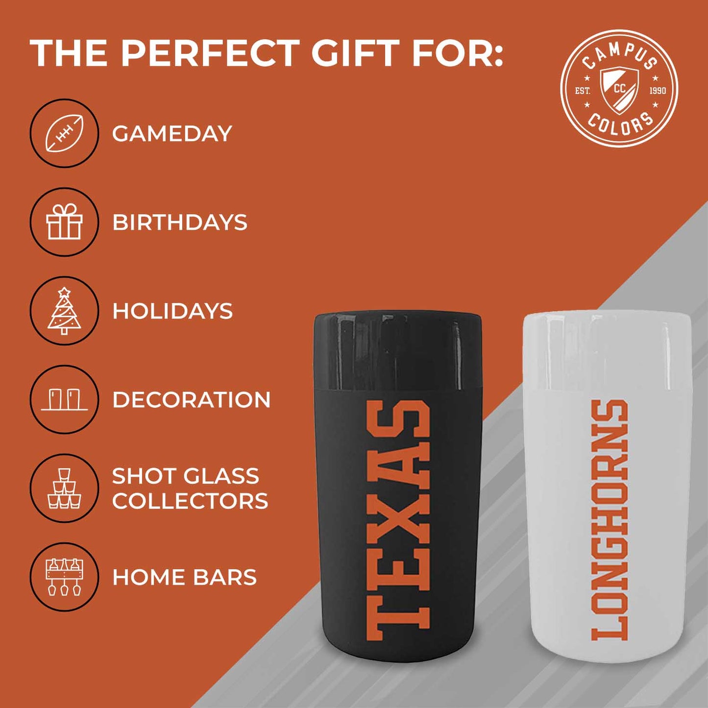 Texas Longhorns College and University 2-Pack Shot Glasses - Team Color