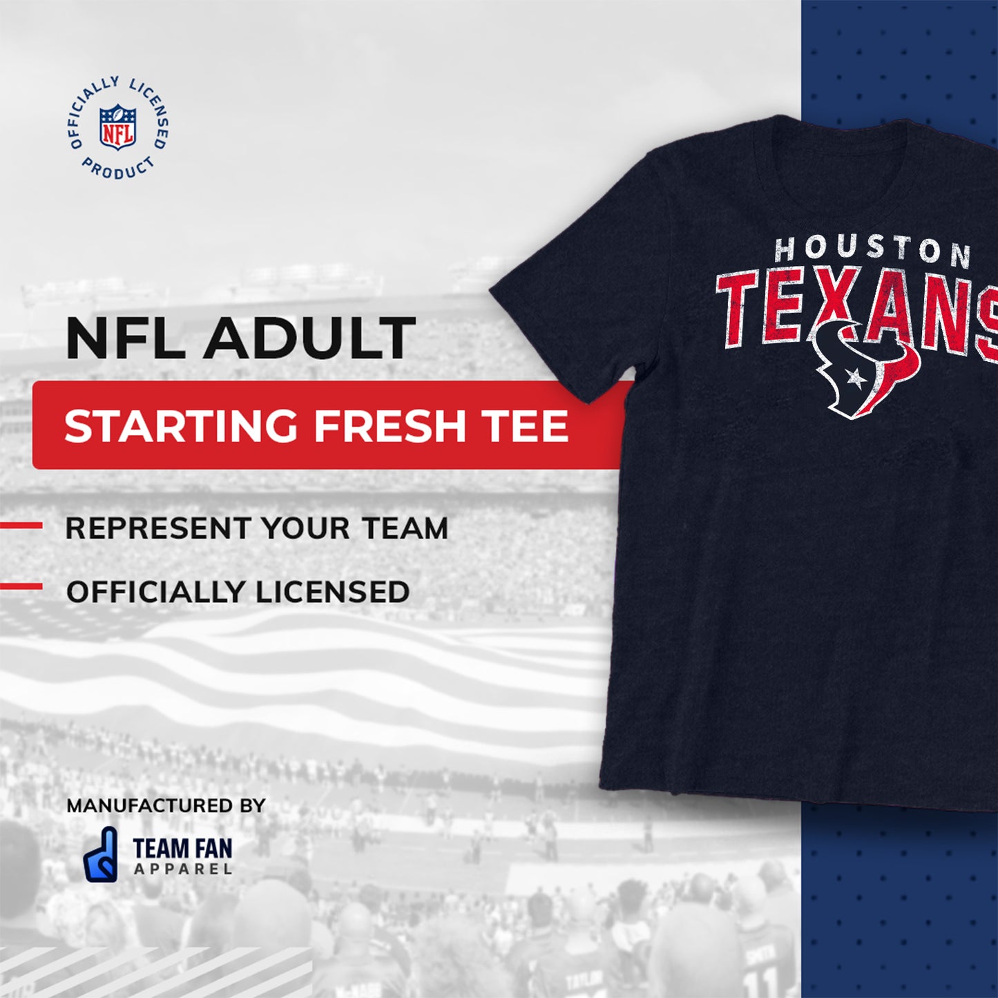 Houston Texans NFL Starting Fresh Short Sleeve Heather T-Shirt - Navy