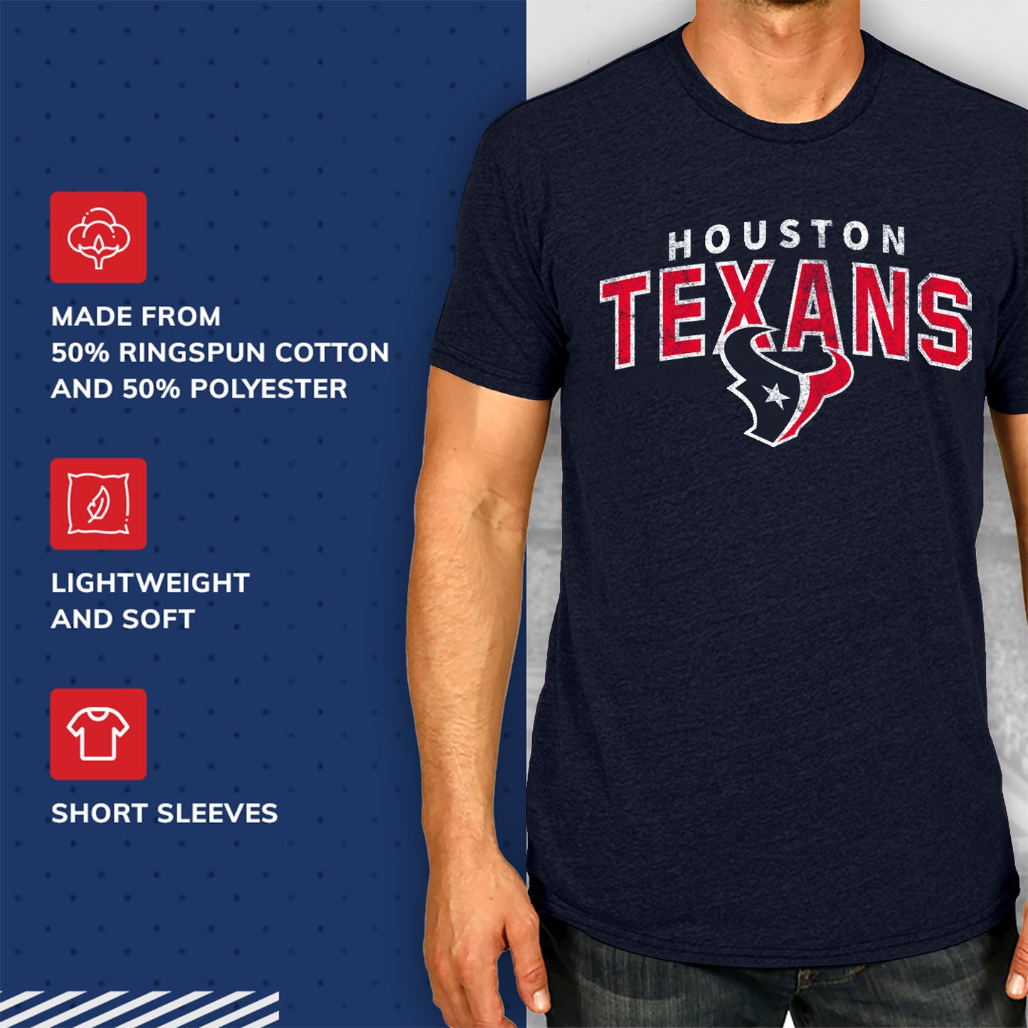 Houston Texans NFL Starting Fresh Short Sleeve Heather T-Shirt - Navy