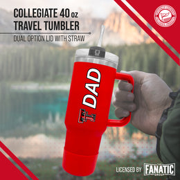 Texas Tech Red Raiders Collegiate 40oz Stainless Steel Travel Tumbler with Handle for Dad - Red