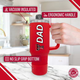 Texas Tech Red Raiders Collegiate 40oz Stainless Steel Travel Tumbler with Handle for Dad - Red