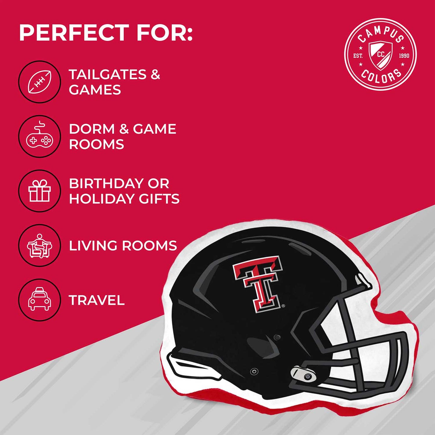 Texas Tech Red Raiders NCAA Helmet Super Soft Football Pillow - Black
