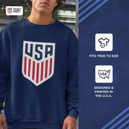 USA National Team The Victory Officially Licensed Unisex Adult US Men's National Soccer Team Gameday Logo Crewneck Sweatshirt - Navy