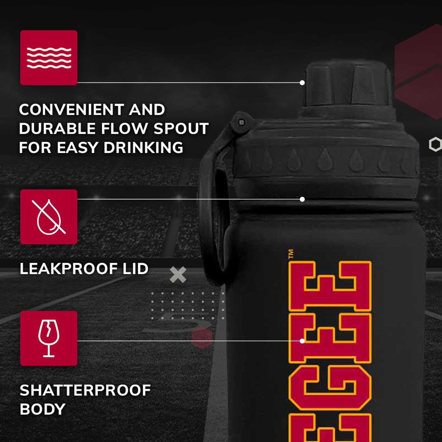 Tuskegee University NCAA Stainless Steel Water Bottle - Black