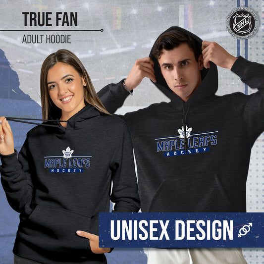 Toronto Maple Leafs NHL Adult Heather Charcoal True Fan Hooded Sweatshirt Unisex - Charcoal