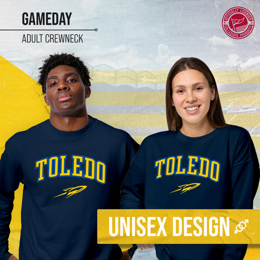 Toledo Rockets Adult Arch & Logo Soft Style Gameday Crewneck Sweatshirt - Navy