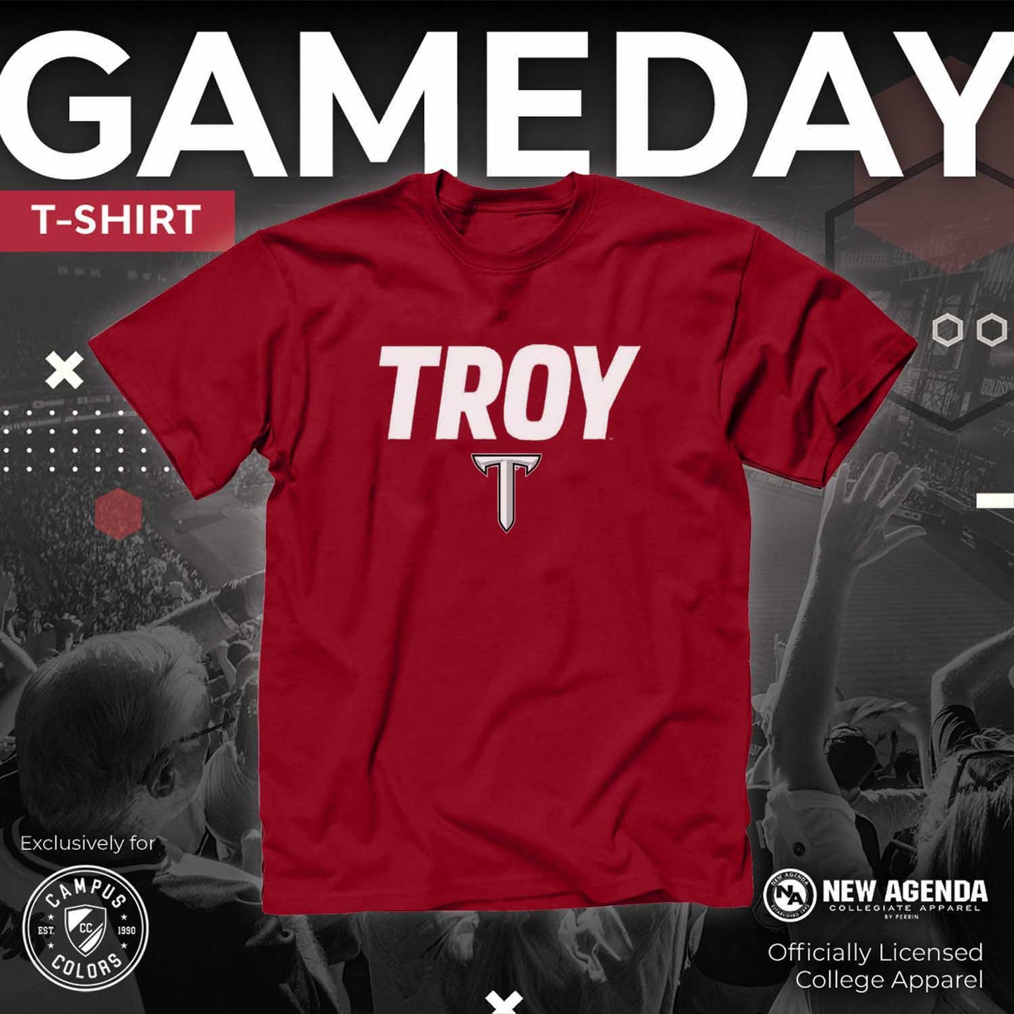 Troy Trojans NCAA Adult Gameday Cotton T-Shirt - Cardinal