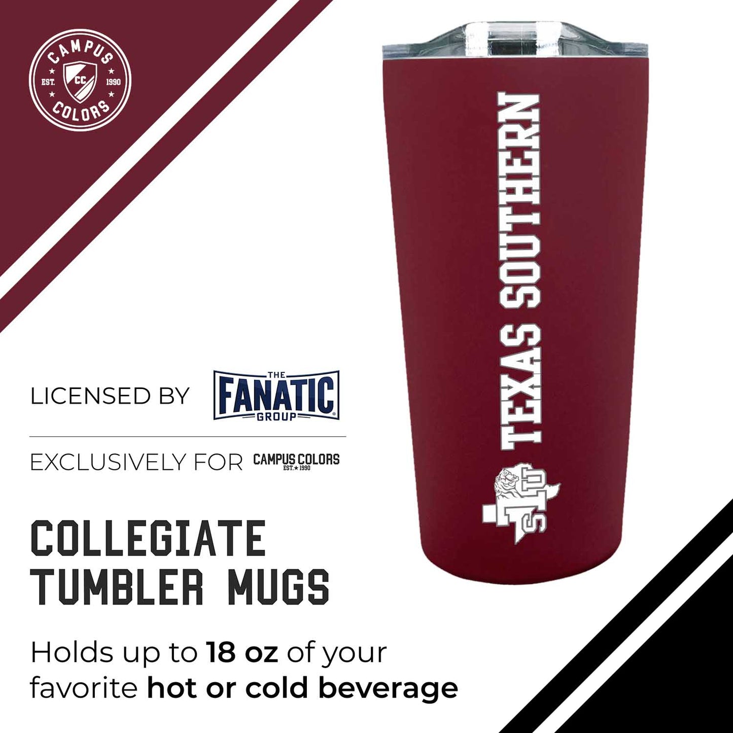 Texas Southern University NCAA Stainless Steel Tumbler perfect for Gameday - Maroon