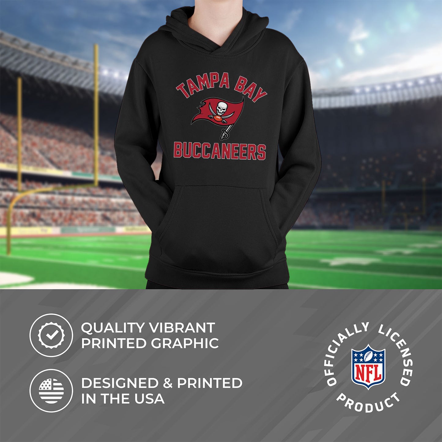 Tampa Bay Buccaneers NFL Youth Gameday Hooded Sweatshirt - Black