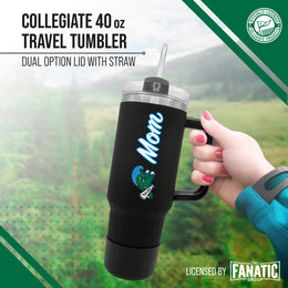 Tulane Green Wave Collegiate 40oz Stainless Steel Travel Tumbler with Handle for Mom - Black
