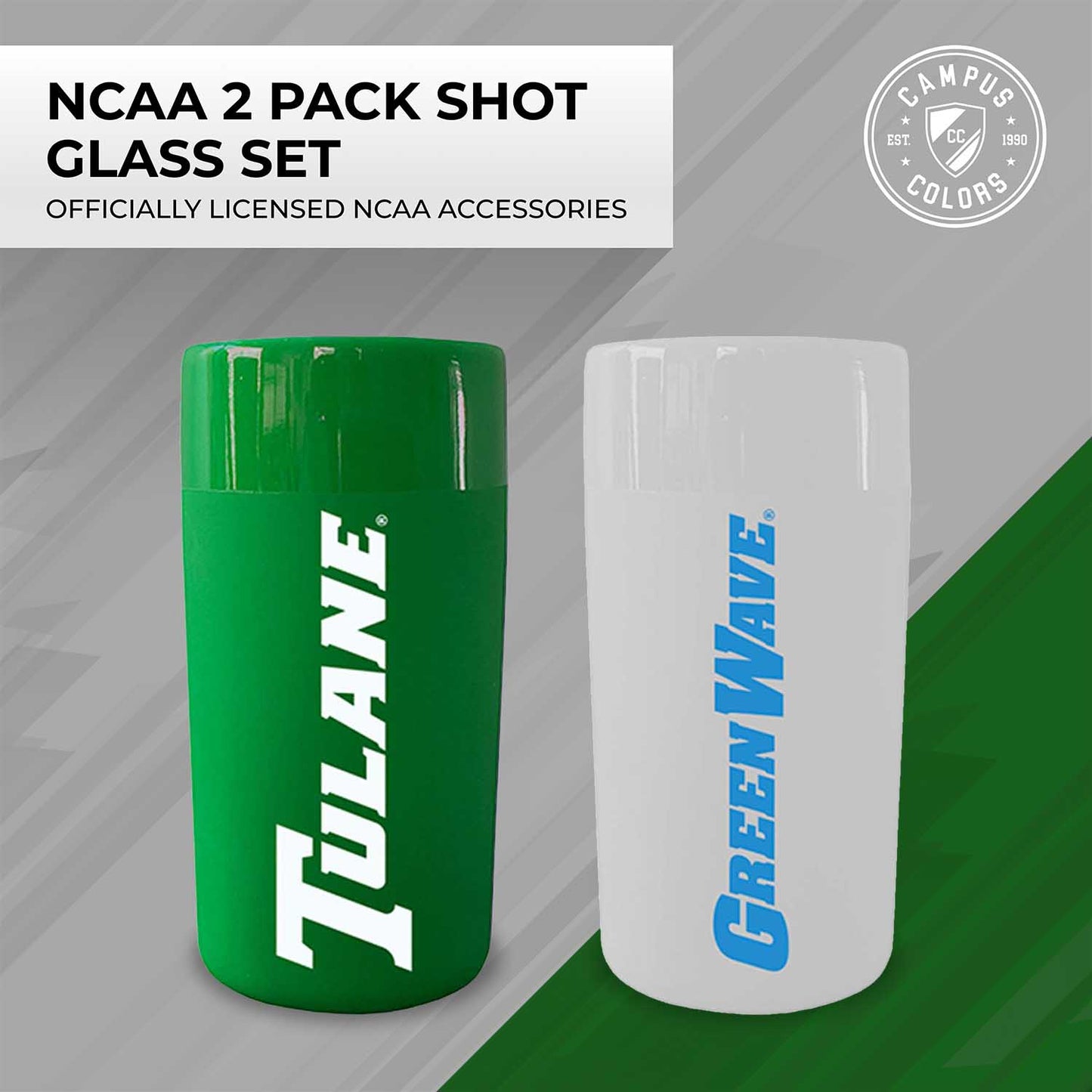 Tulane Green Wave College and University 2-Pack Shot Glasses - Team Color