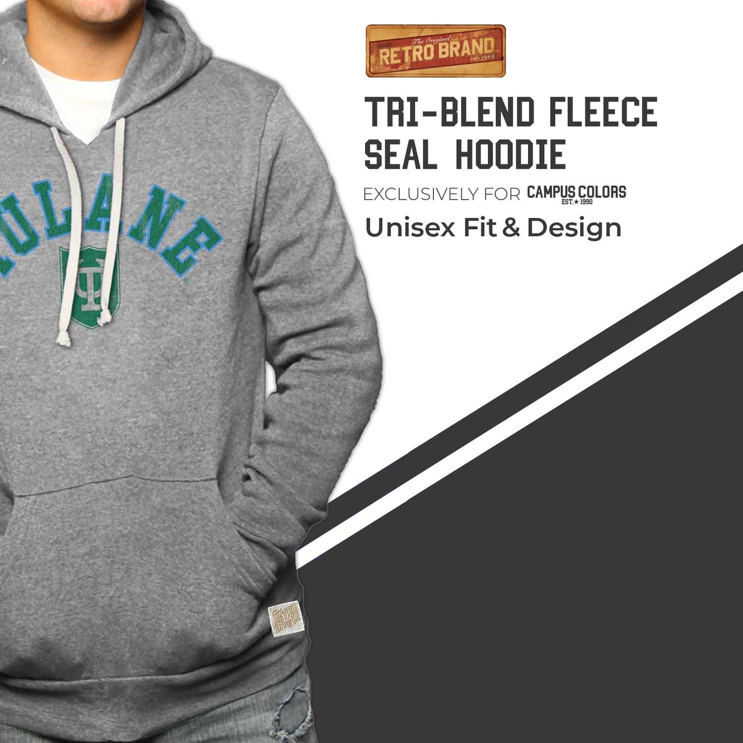 Tulane Green Wave College Gray University Seal Hooded Sweatshirt - Gray