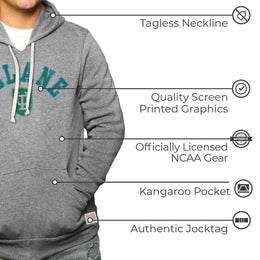 Tulane Green Wave College Gray University Seal Hooded Sweatshirt - Gray