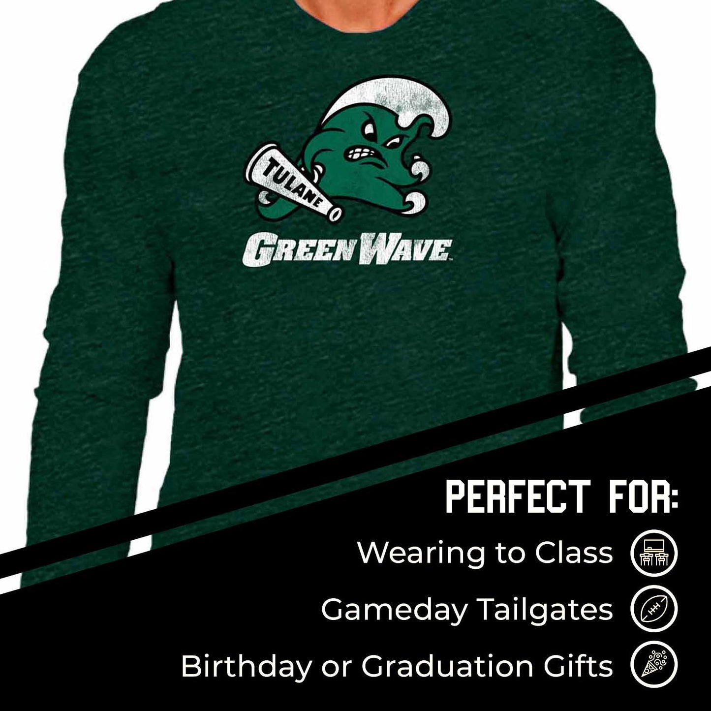 Tulane Green Wave NCAA MVP Adult Long-Sleeve Shirt - Green