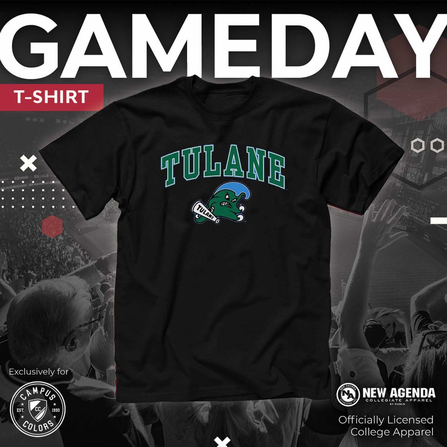 Tulane Green Wave NCAA Adult Gameday Cotton T-Shirt - Black