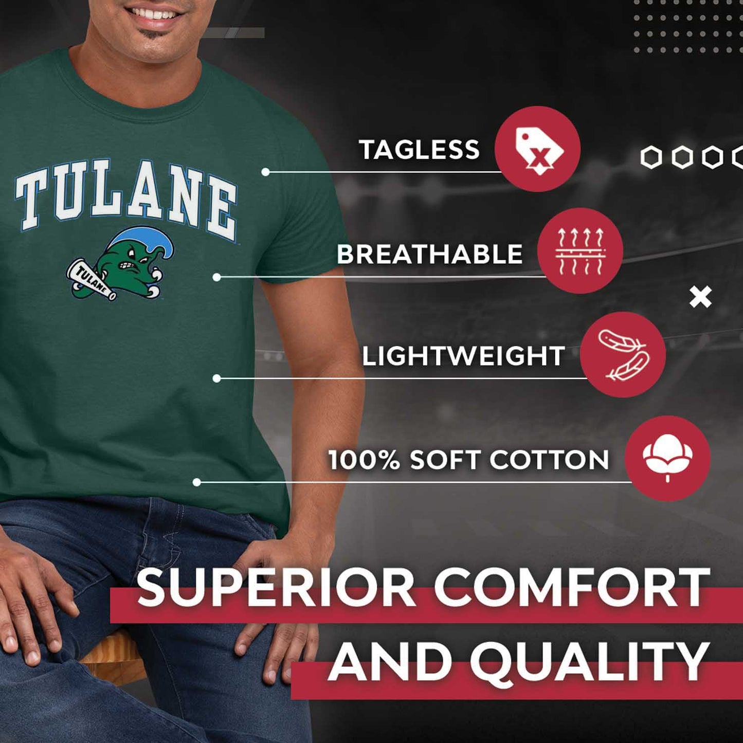 Tulane Green Wave NCAA Adult Gameday Cotton T-Shirt - Green