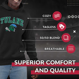 Tulane Green Wave Adult Arch & Logo Soft Style Gameday Hooded Sweatshirt - Black