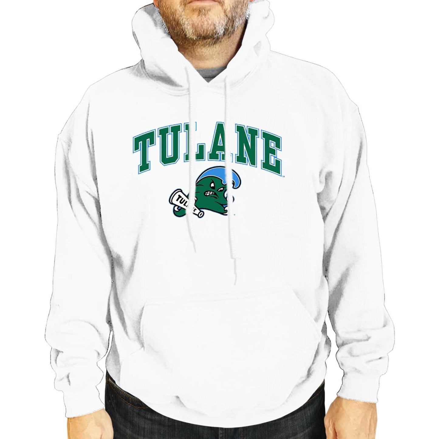 Tulane Green Wave Adult Arch & Logo Soft Style Gameday Hooded Sweatshirt - White