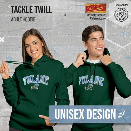 Tulane Green Wave NCAA Adult Tackle Twill Hooded Sweatshirt - Green