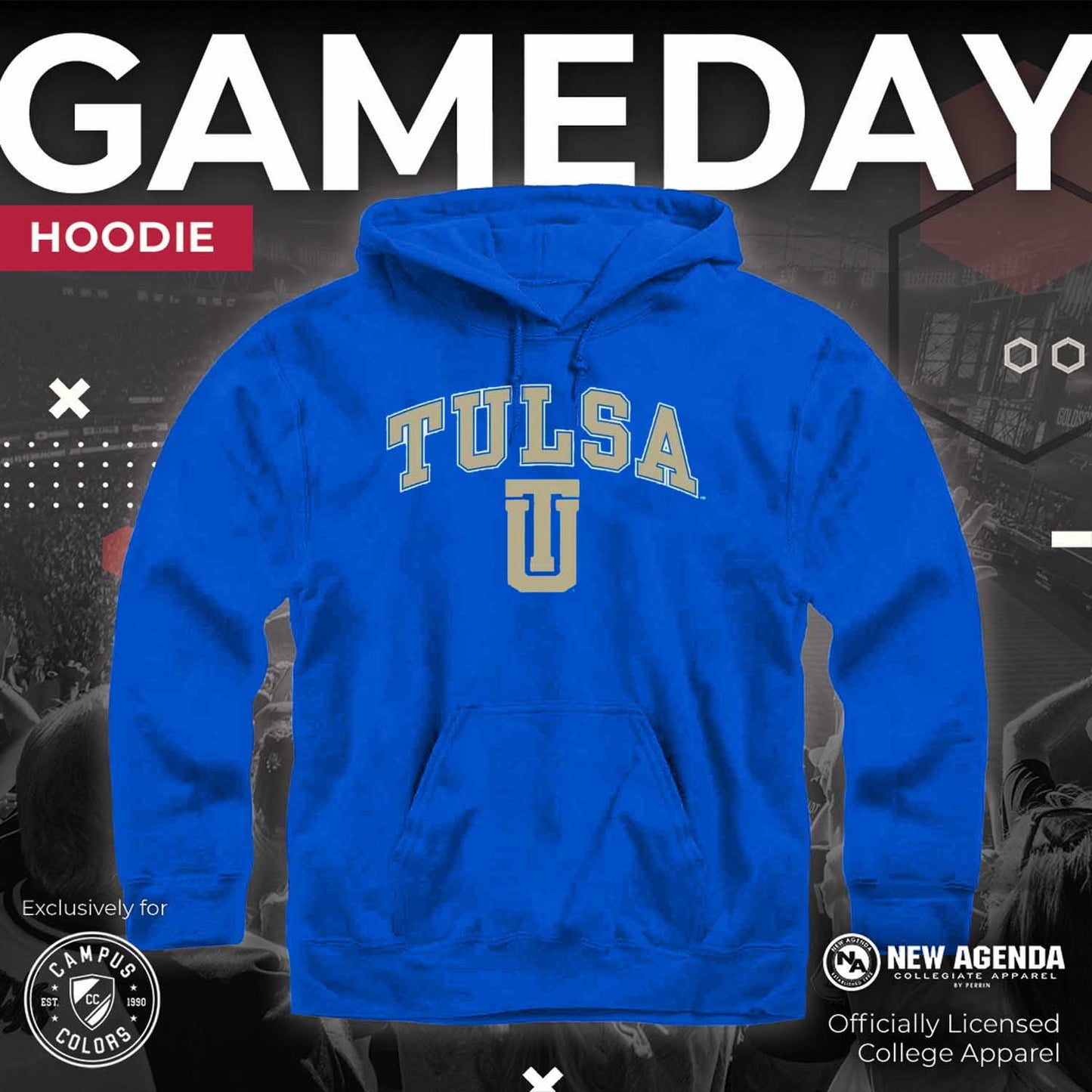 Tulsa Golden Hurricane Adult Arch & Logo Soft Style Gameday Hooded Sweatshirt - Royal
